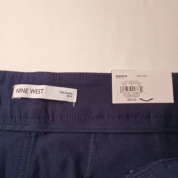 NWT Nine West Pants Size 18W Slim Ankle High Rise Navy Color - Picture 5 of 9
